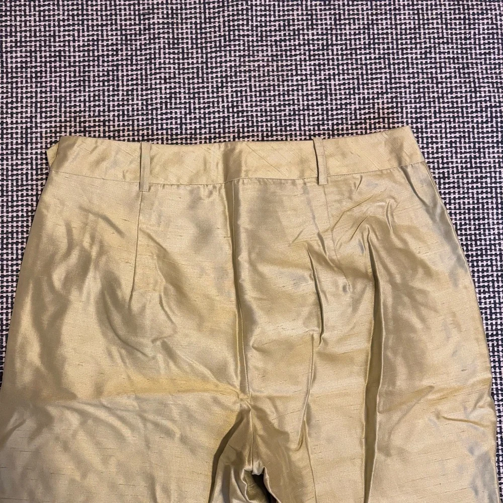 Banana Republic Silk-Blend Straight Leg Pants in Lemon Yellow